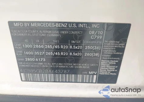 2011 Mercedes-Benz Ml 350 from USA, damaged, VIN 4JGBB5GB2BA643787
